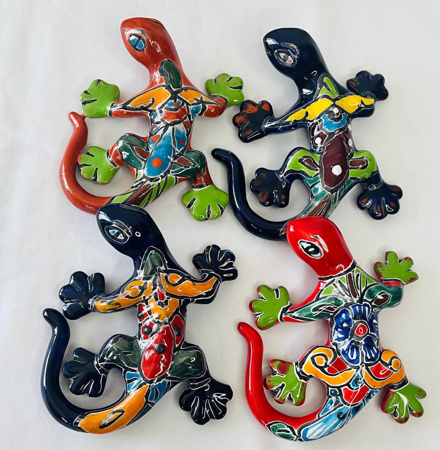 4 Pequeños lagartijas de talavera