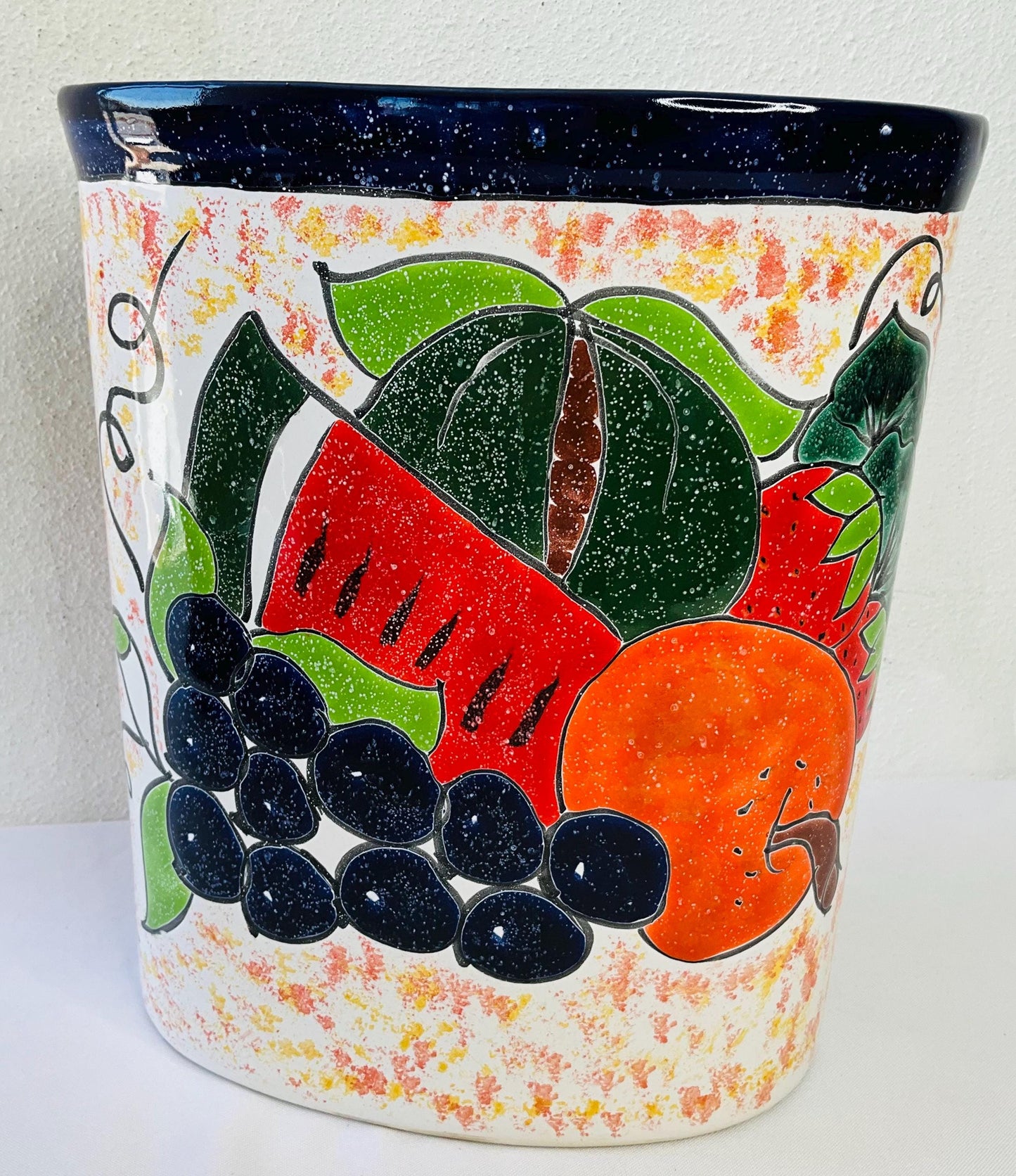 Handmade Talavera Trashcan: Hand-Painted Mexican Decor