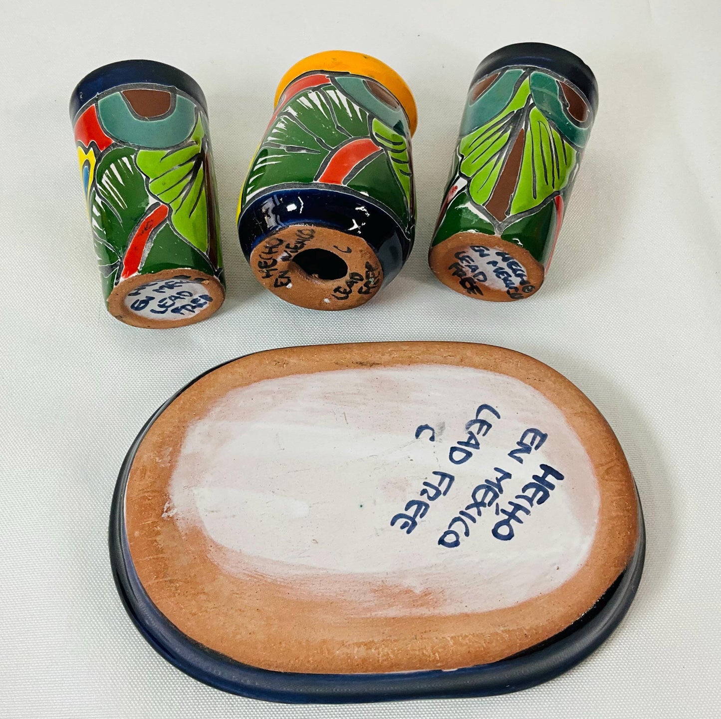 Set of tequila glasses with salt shaker