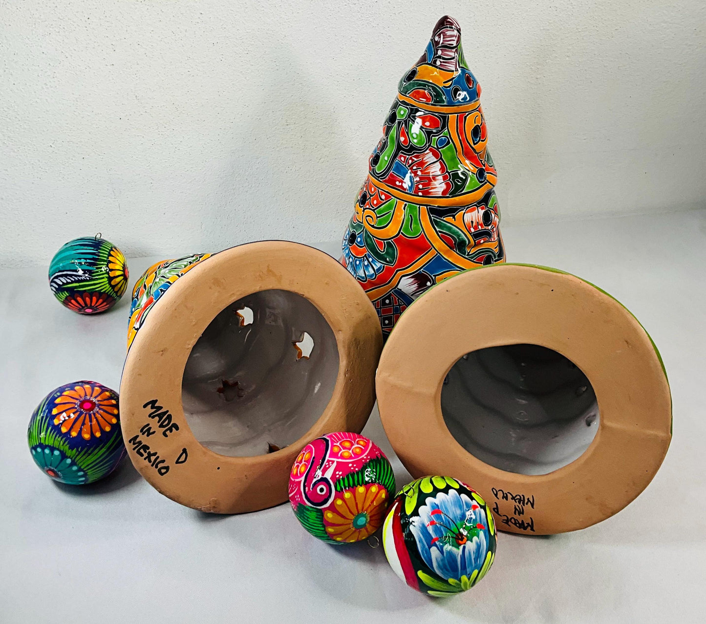 Hand-Painted Talavera Pine: Mexican Folk Art Decor