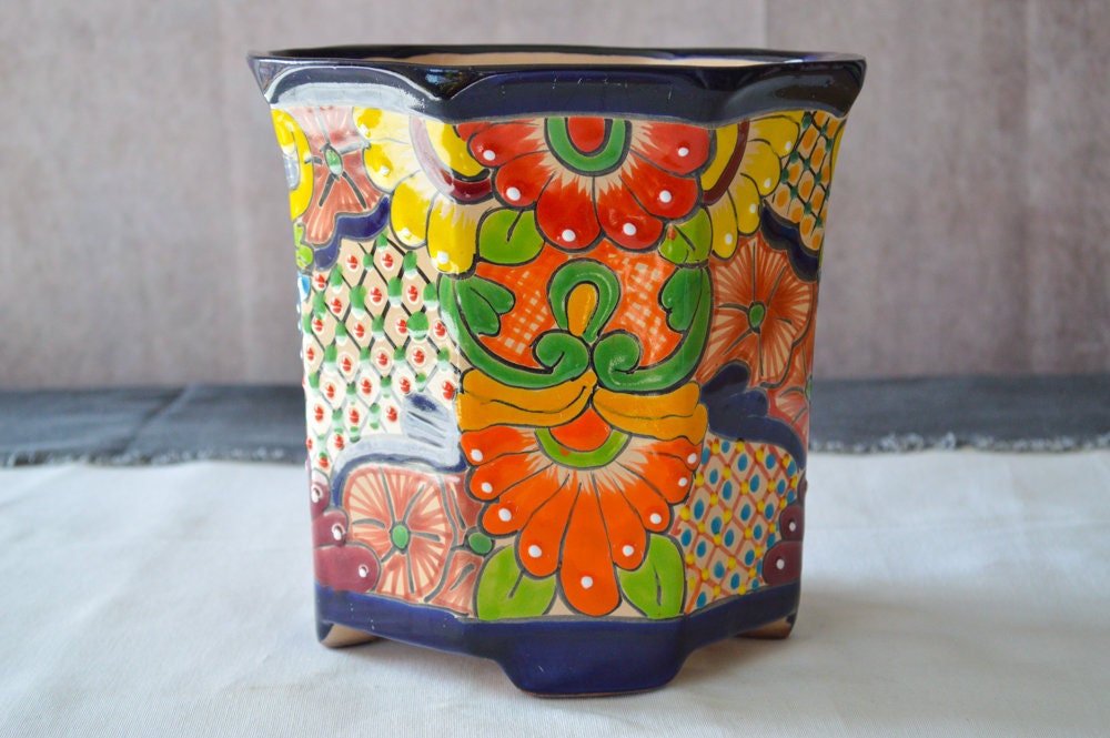 Talavera pot Hexagonal