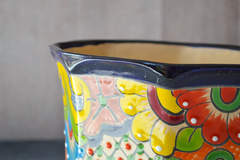 Talavera pot Hexagonal