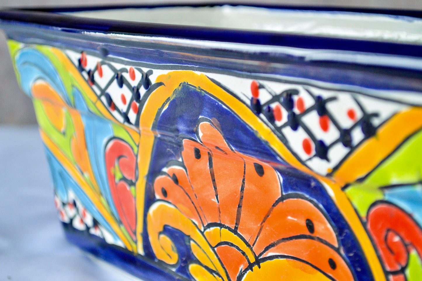 Colorful Talavera Long Pot