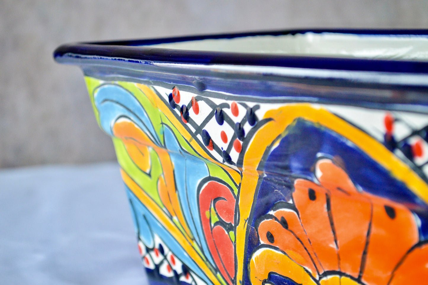 Colorful Talavera Long Pot