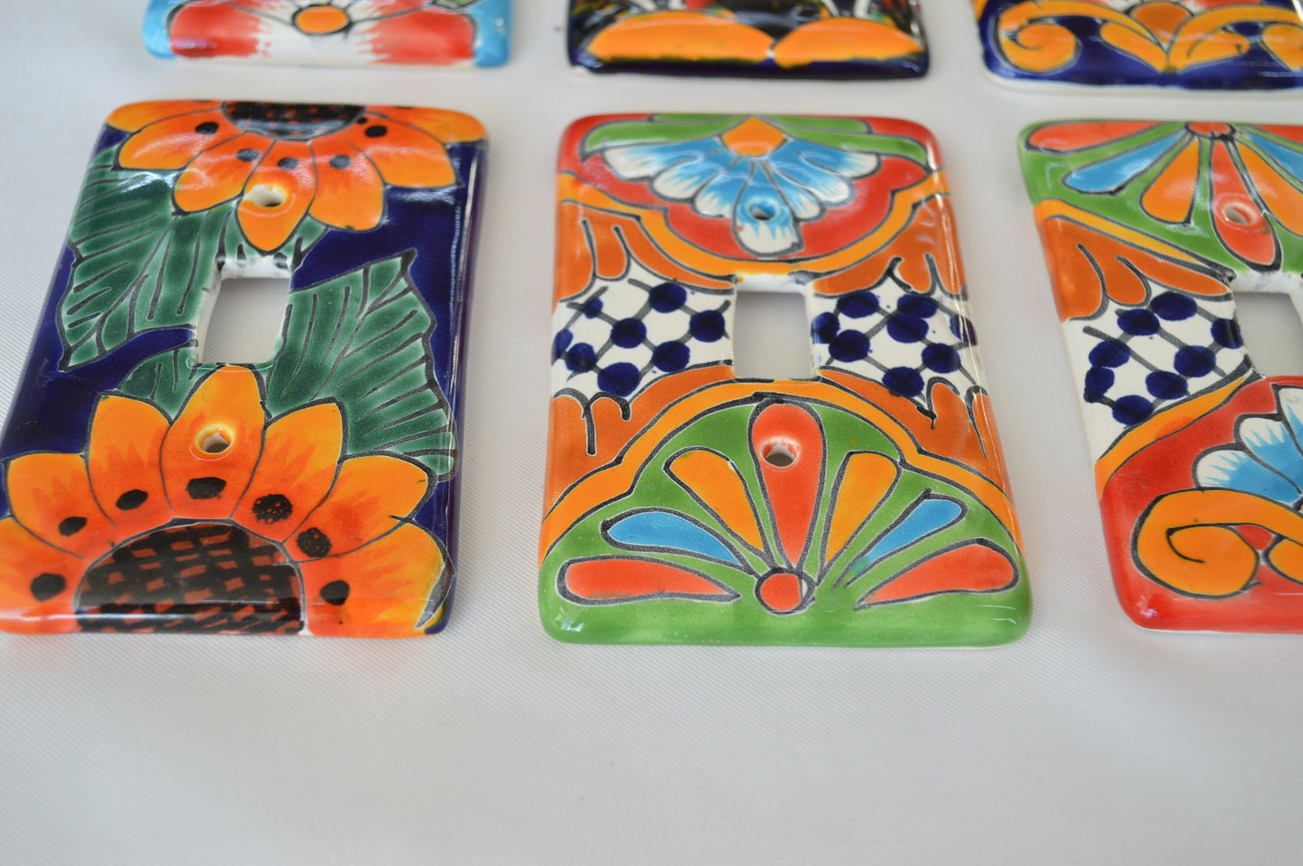 3 Talavera Mexican Pottery Light Switch Wall Plates (3" x 5")