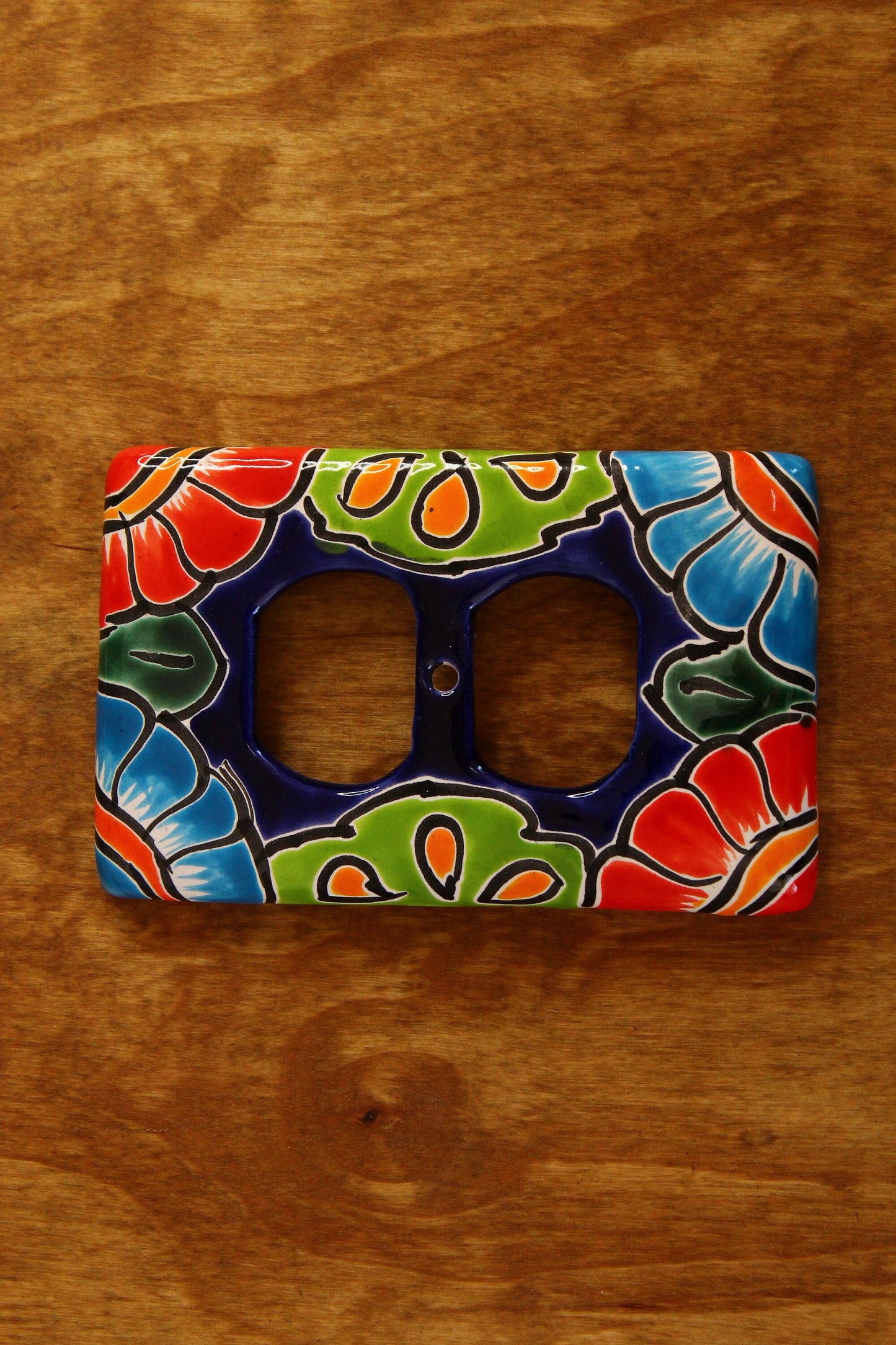 Hand-Painted Talavera Mexican Pottery Light Switch Cover (3" x 5")