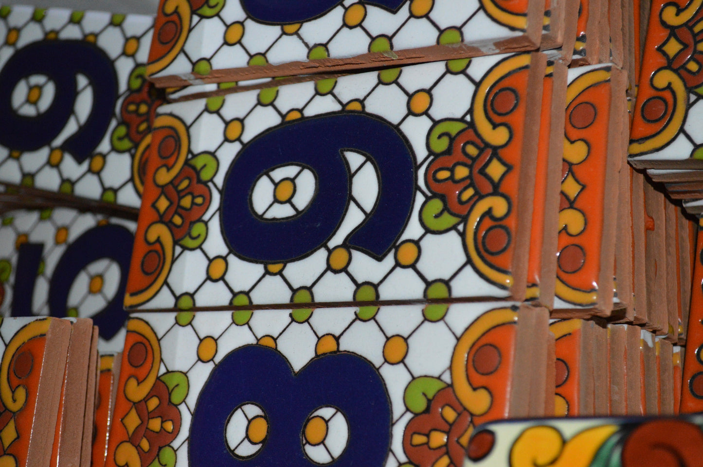 Handmade Ceramic Tile House Number: Rustic Orange