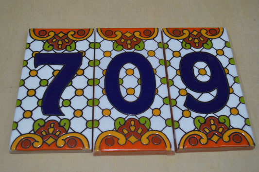 Handmade Ceramic Tile House Number: Rustic Orange