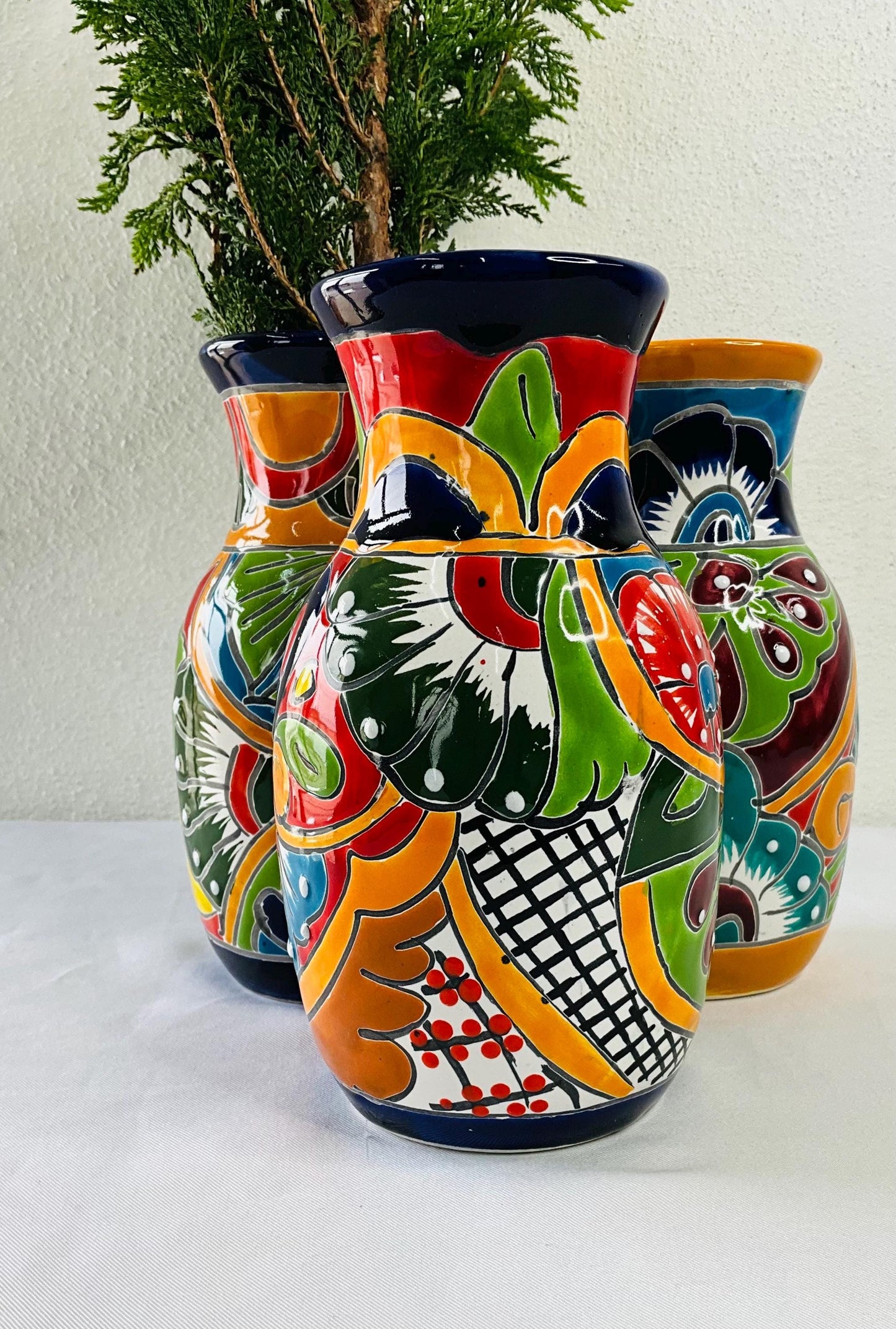 Elegant blue talavera vase