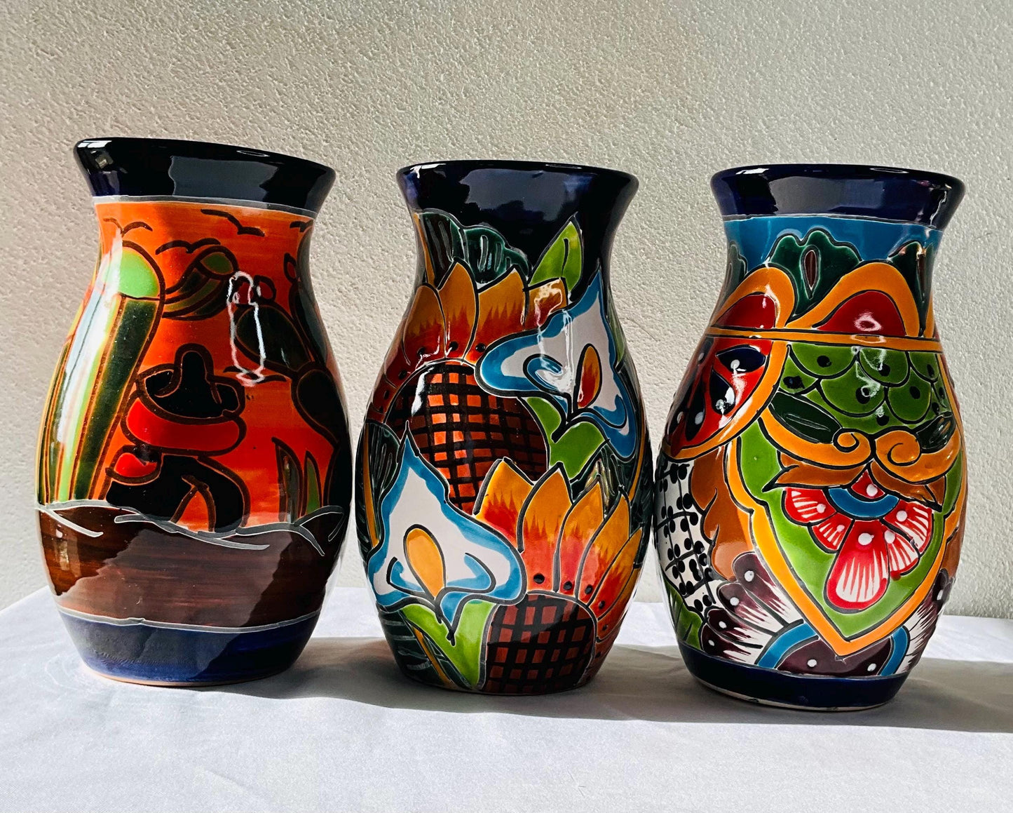 Elegant blue talavera vase