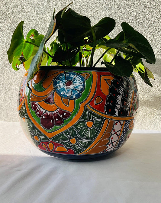 Talavera round flower pot