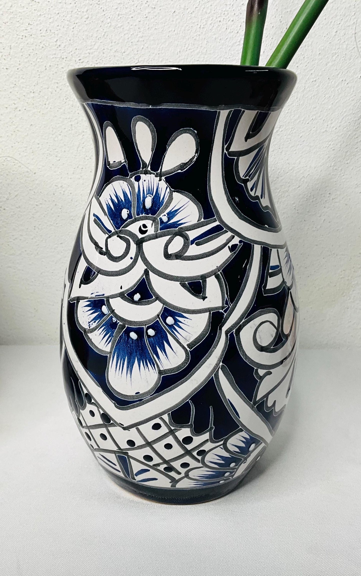 Elegant blue talavera vase