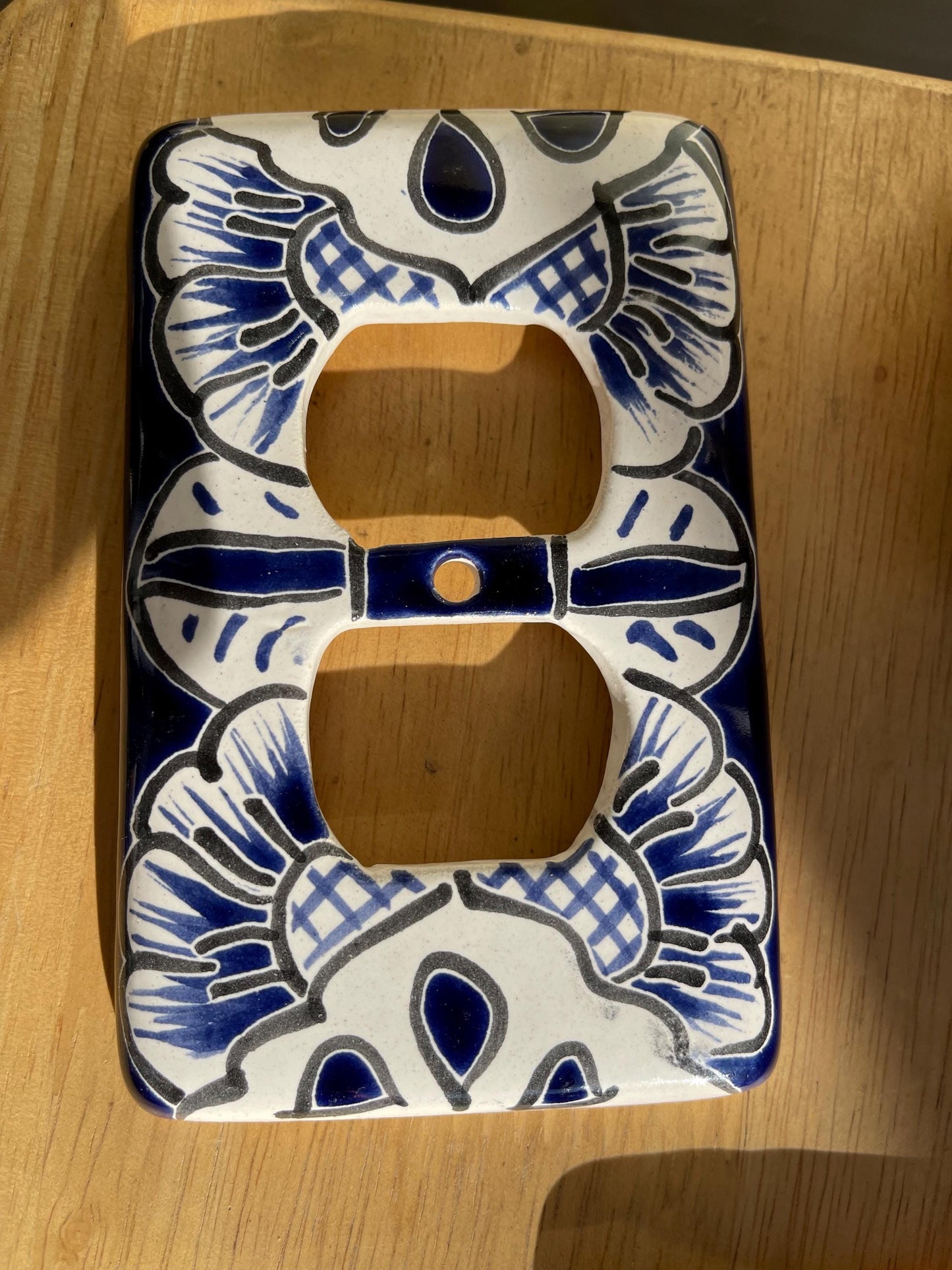 2 Talavera Mexican Pottery Outlet Covers: Hand-Painted Wall Art (3" x 5")