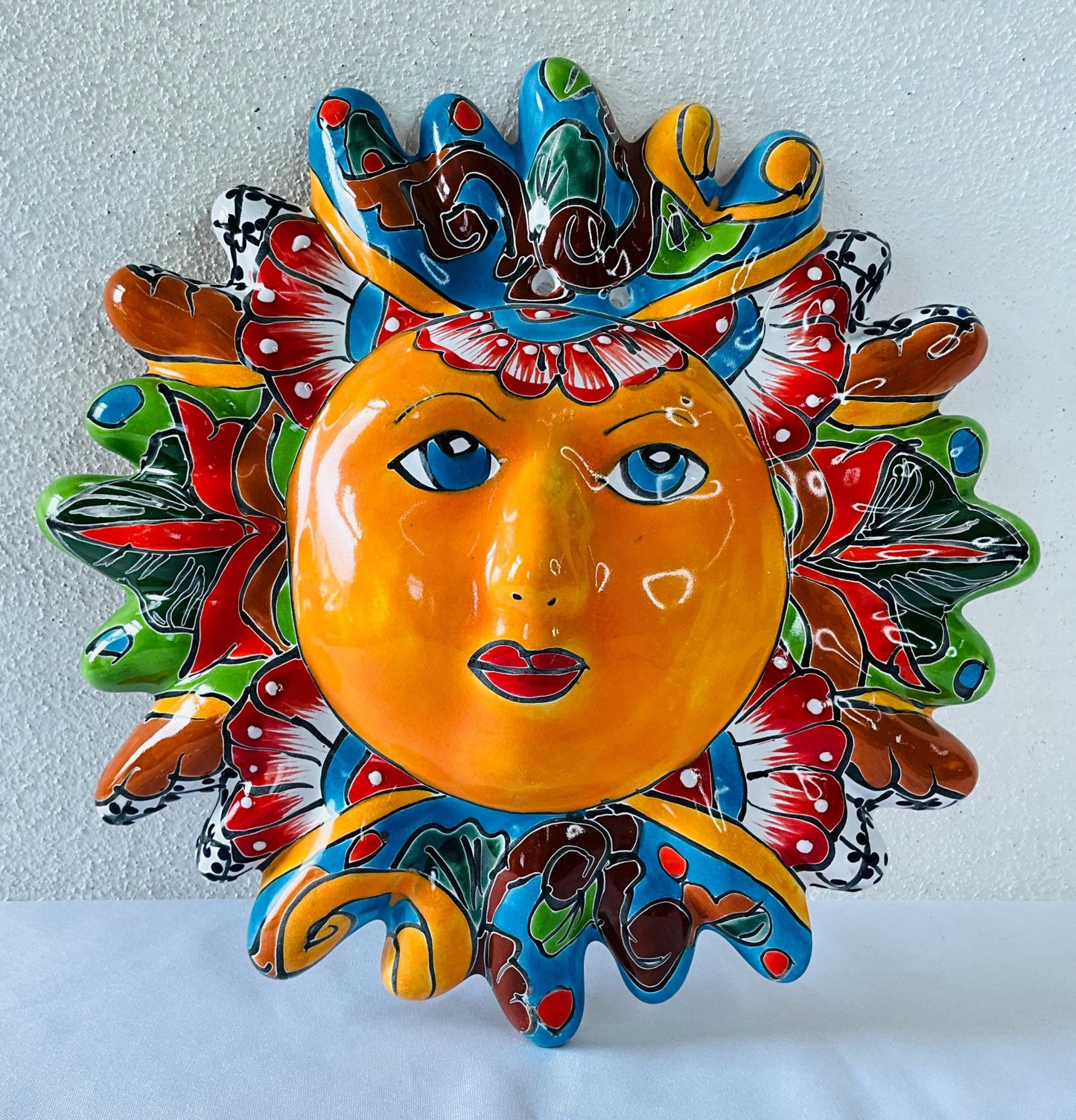 Handmade Talavera Sun Wall Decor: Colorful Mexican Art