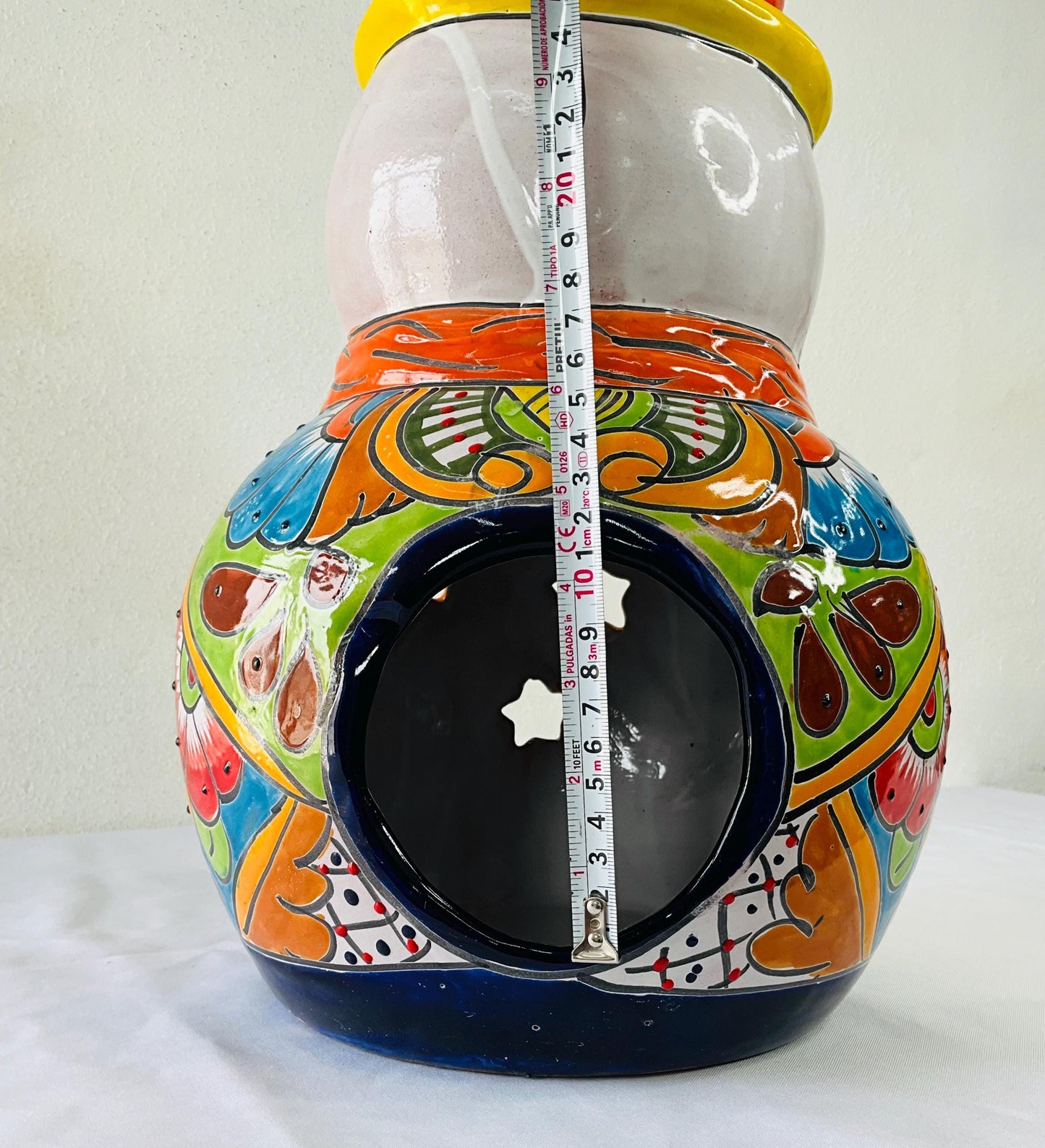 Hand-Painted Talavera Snowman: Mexican Folk Art Christmas Decor