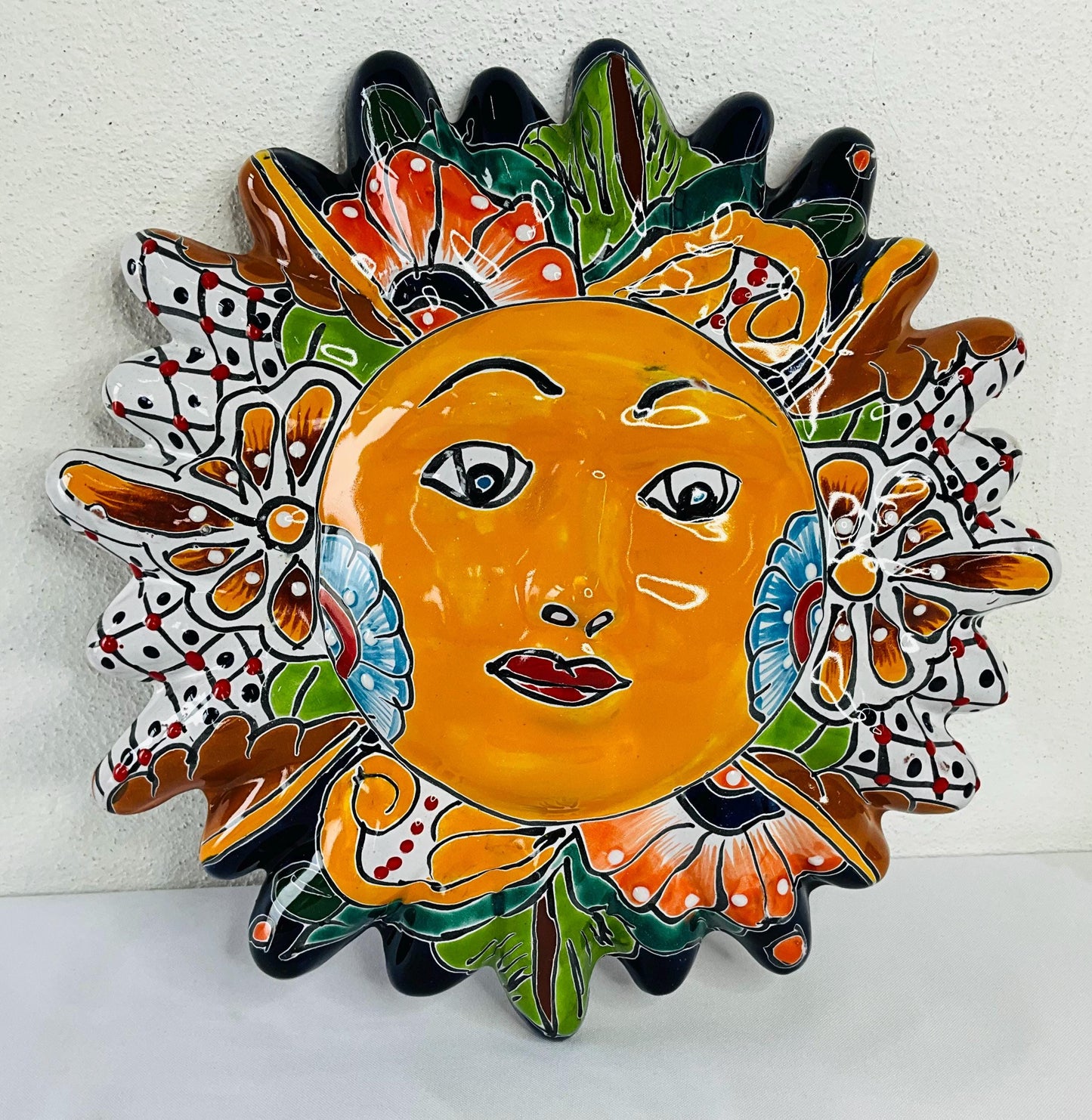 Handmade Talavera Sun Wall Decor: Colorful Mexican Art