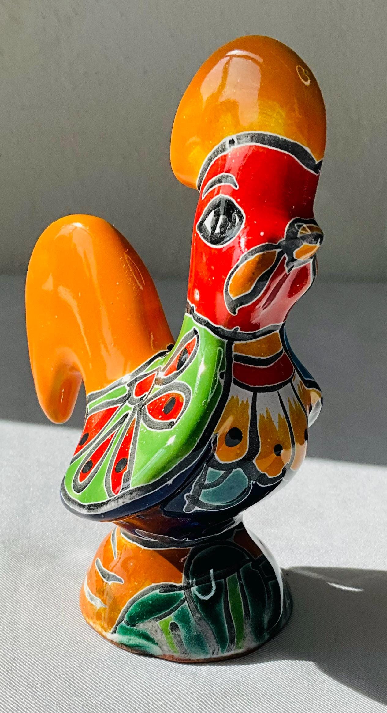 Hand Painted Talavera Rooster: Mexican Folk Art Decor