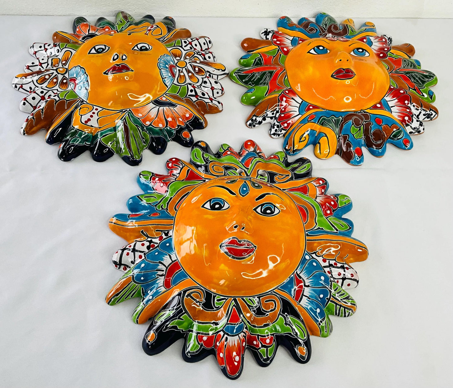 Handmade Talavera Sun Wall Decor: Colorful Mexican Art
