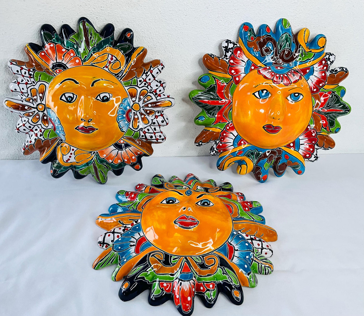 Handmade Talavera Sun Wall Decor: Colorful Mexican Art