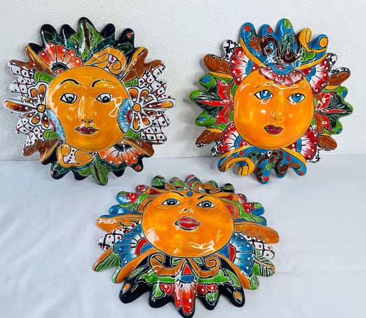 Handmade Talavera Sun Wall Decor: Colorful Mexican Art