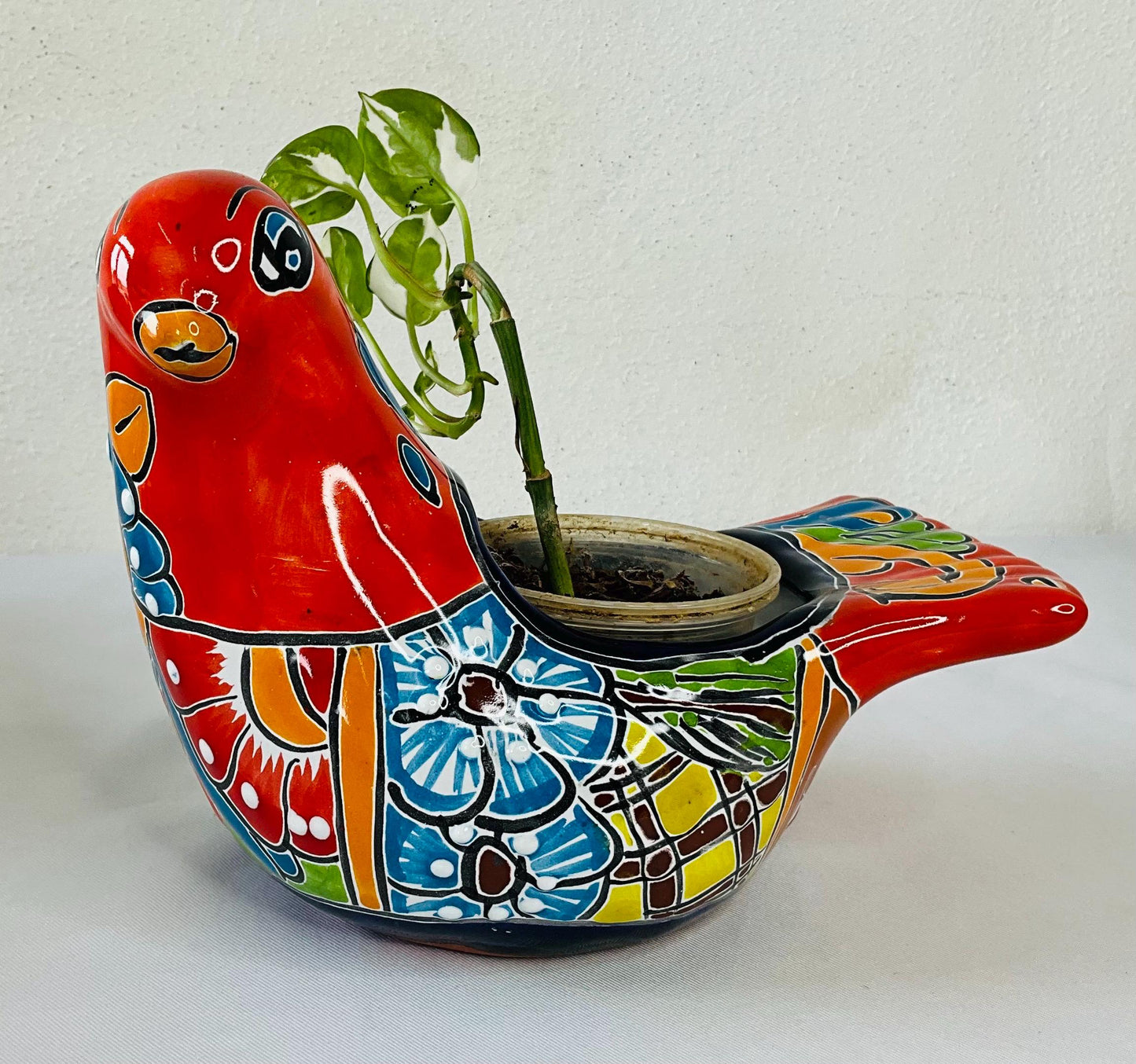 Paloma de talavera maceta