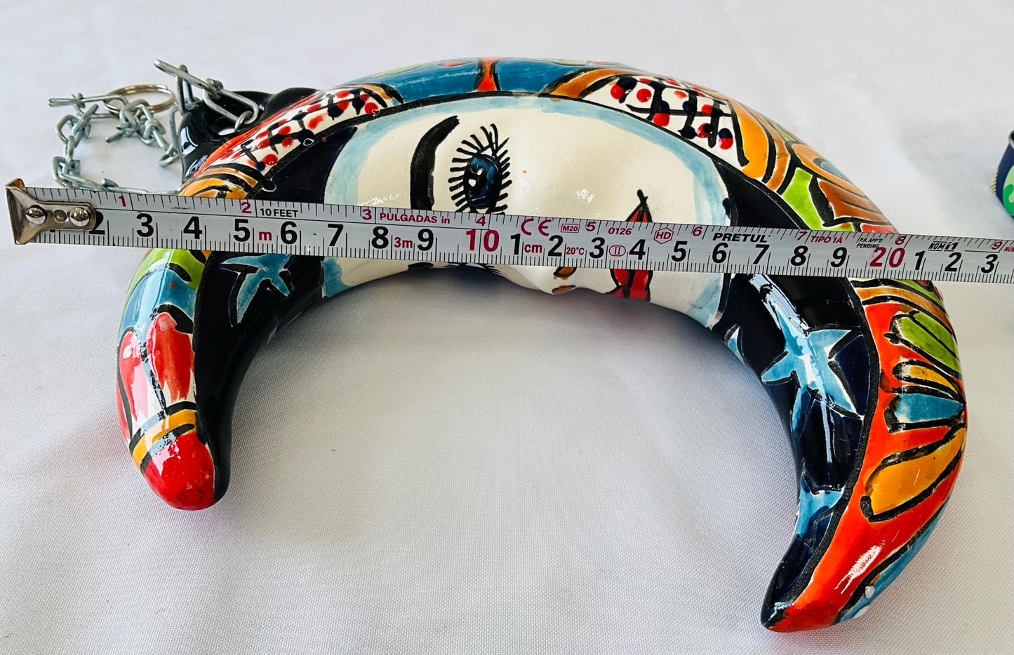 Handmade Talavera Moon Wall Decor, Colorful Mexican Art