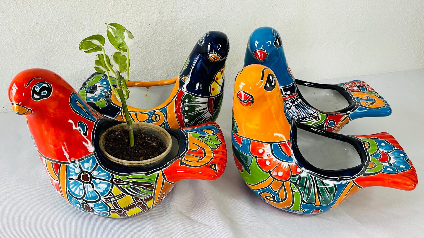 Paloma de talavera maceta