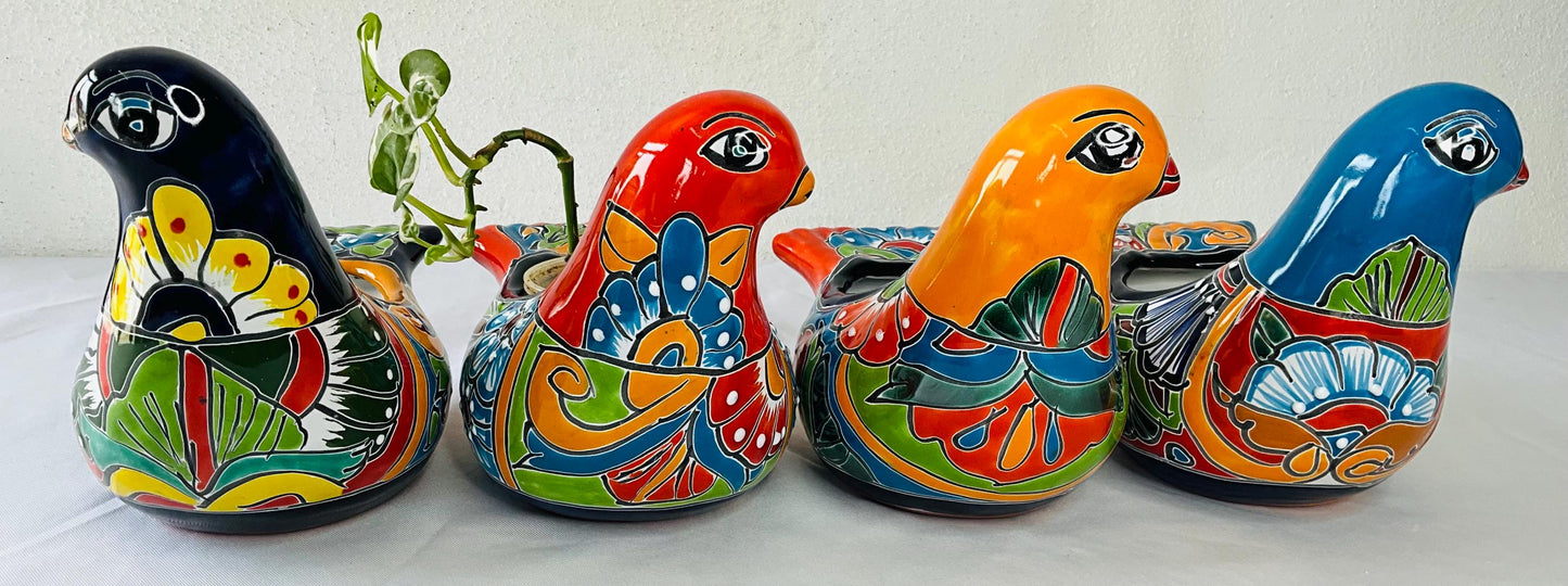 Paloma de talavera maceta