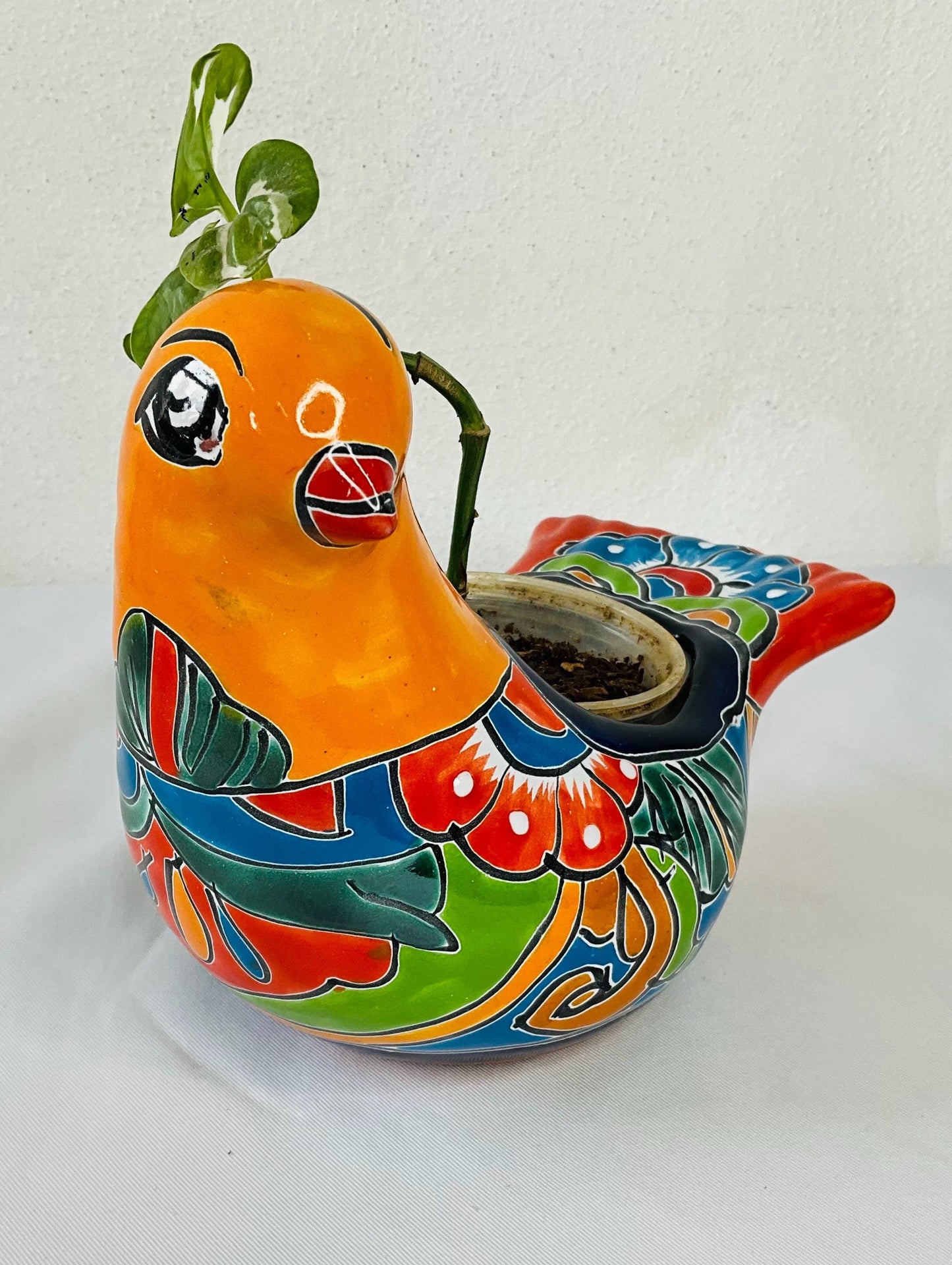 Paloma de talavera maceta