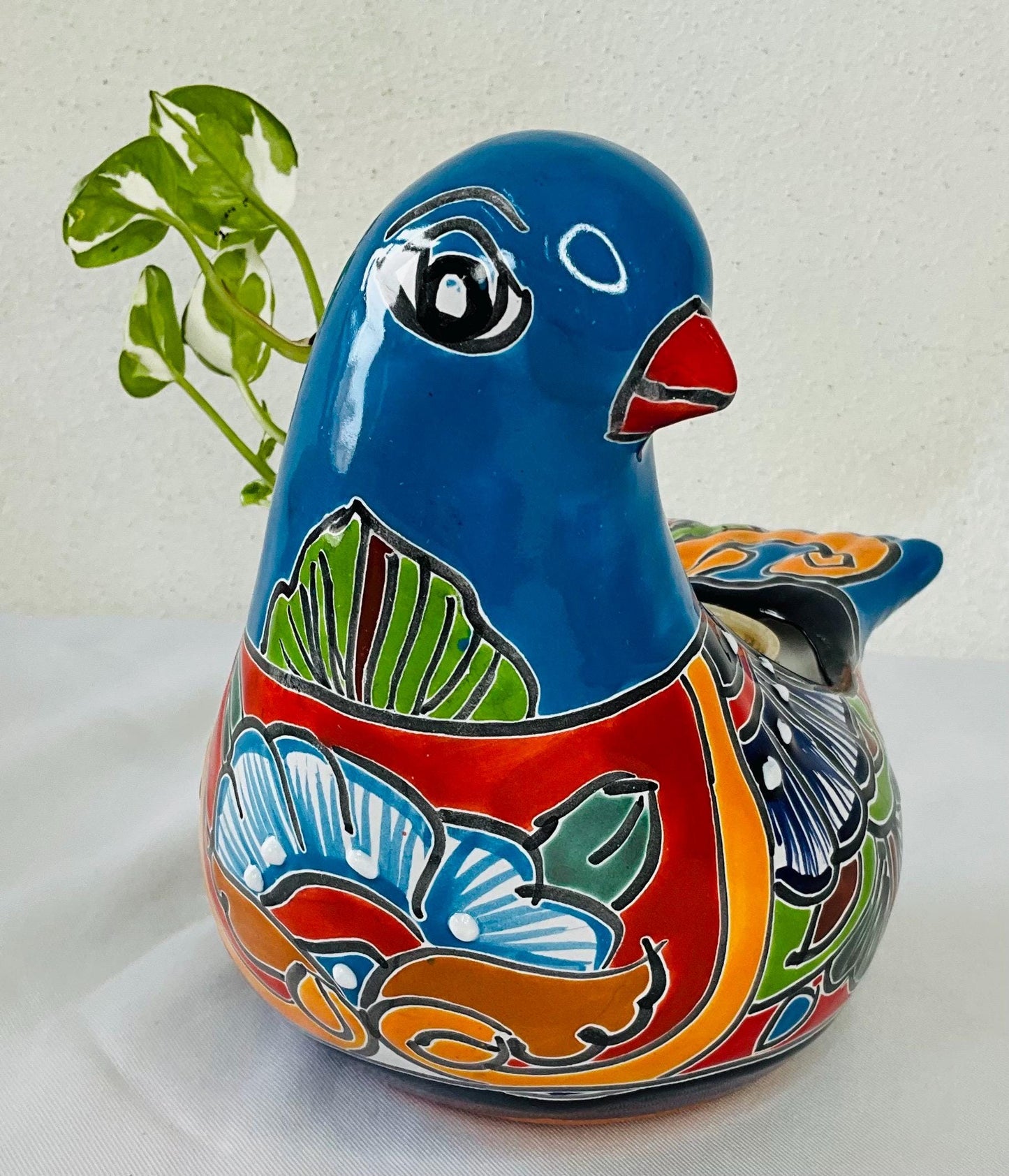 Paloma de talavera maceta