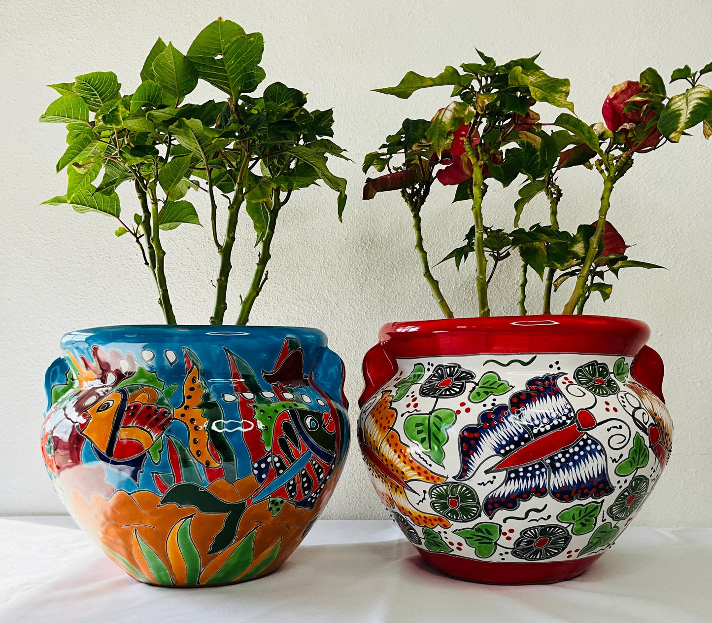 Small flower pot Blue and white Talavera Style