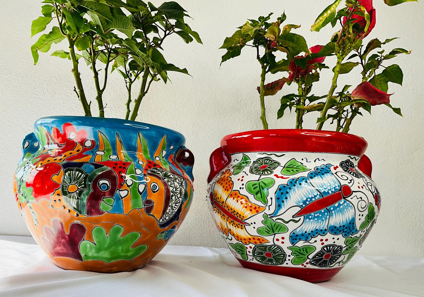 Small flower pot Blue and white Talavera Style