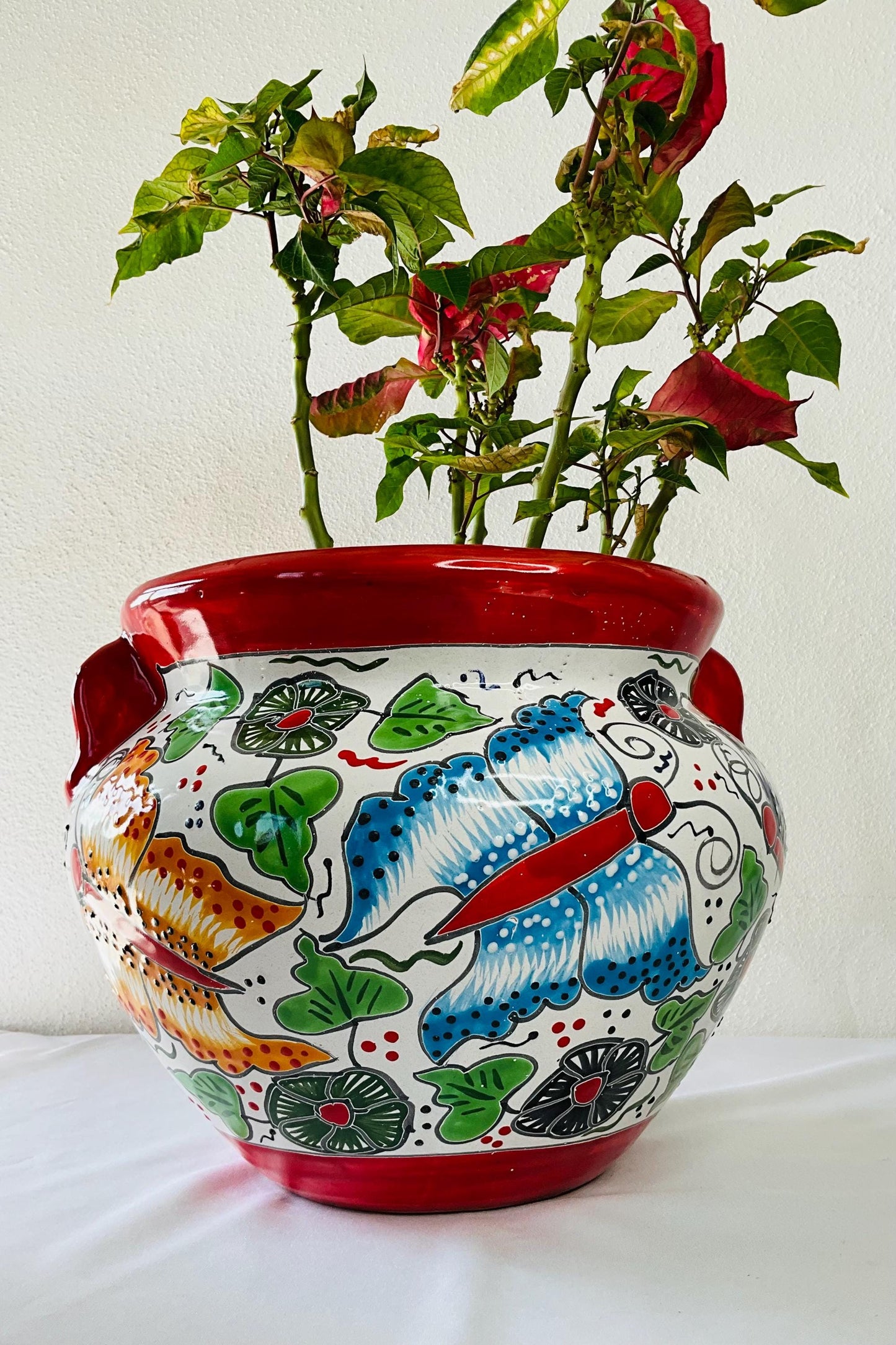 Small flower pot Blue and white Talavera Style