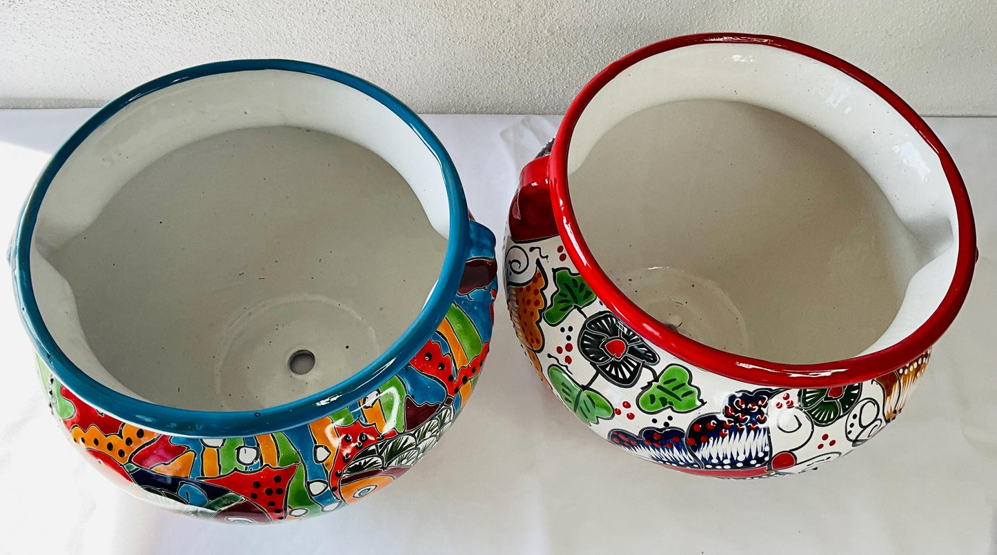 Small flower pot Blue and white Talavera Style