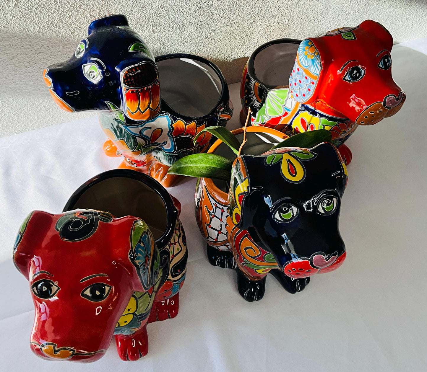 Talavera Dog Pot: Hand-Painted Mexican Planter