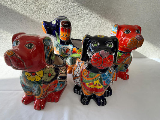 Talavera Dog Pot: Hand-Painted Mexican Planter