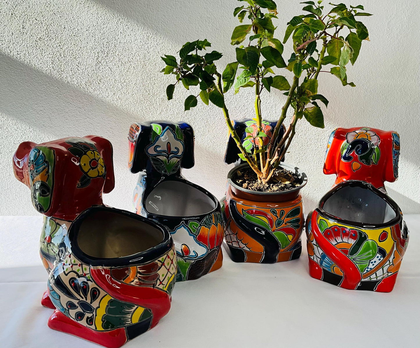 Talavera Dog Pot: Hand-Painted Mexican Planter