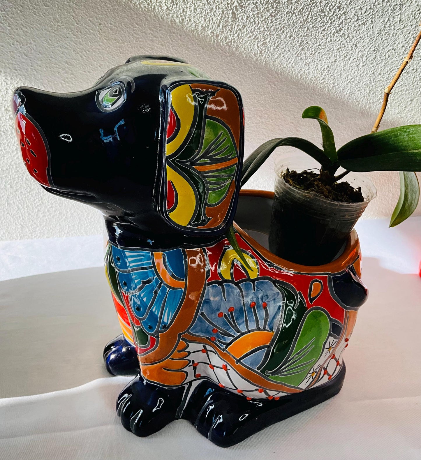 Talavera Dog Pot: Hand-Painted Mexican Planter
