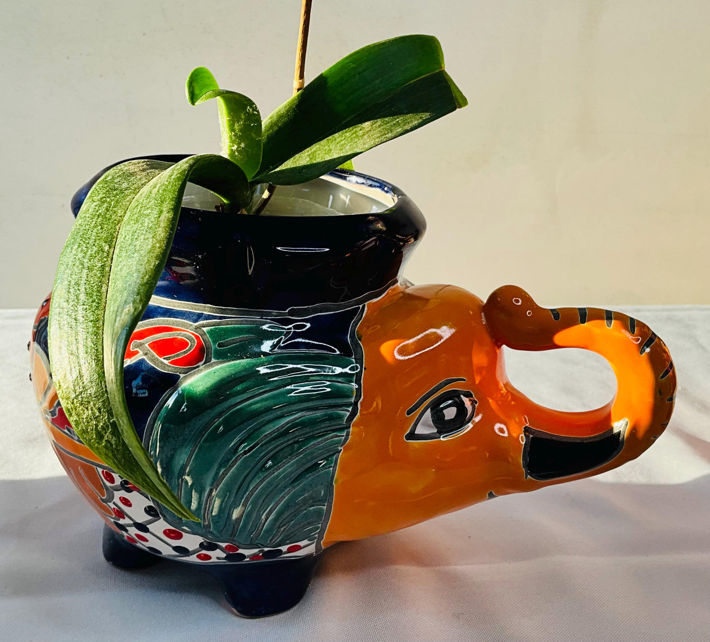 Talavera Elephant Pot: Decorative Indoor Outdoor Planter
