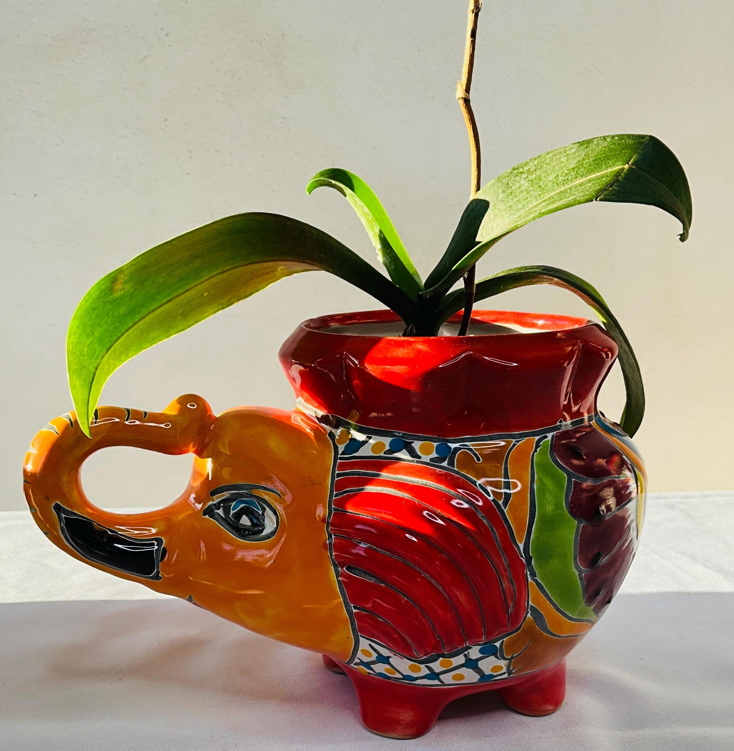 Talavera Elephant Pot: Decorative Indoor Outdoor Planter