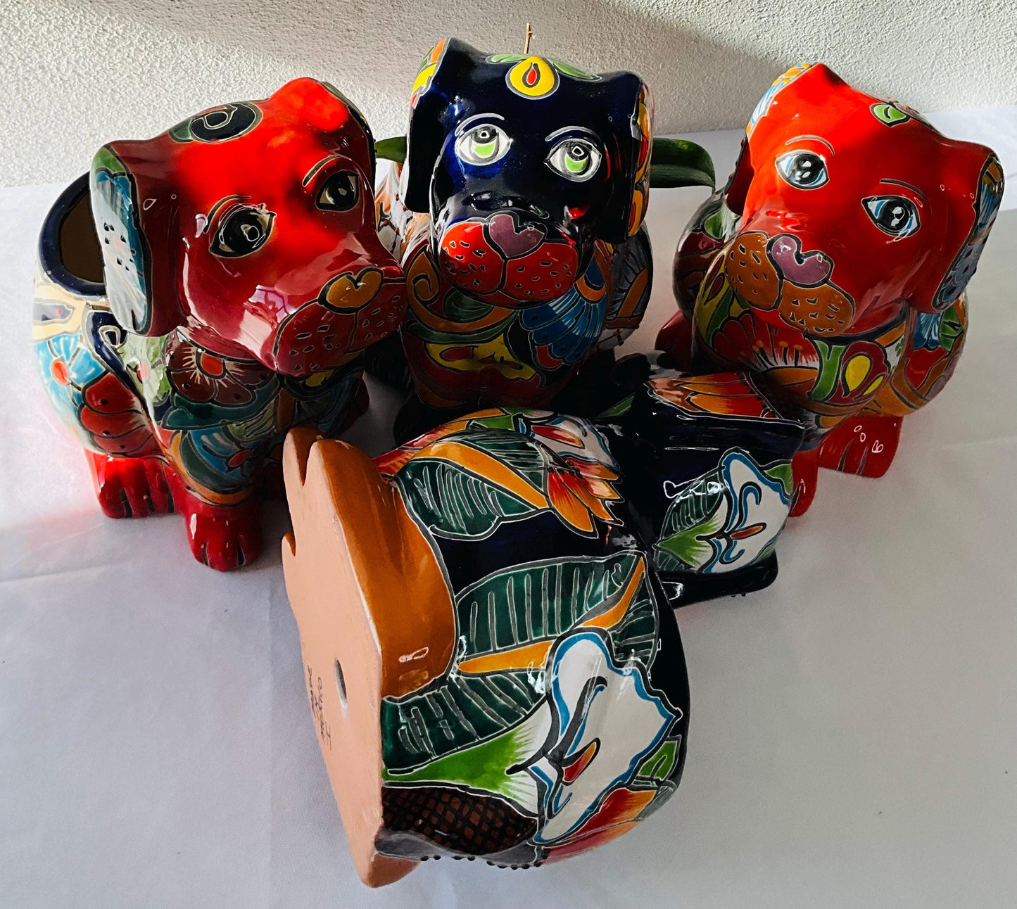 Talavera Dog Pot: Hand-Painted Mexican Planter