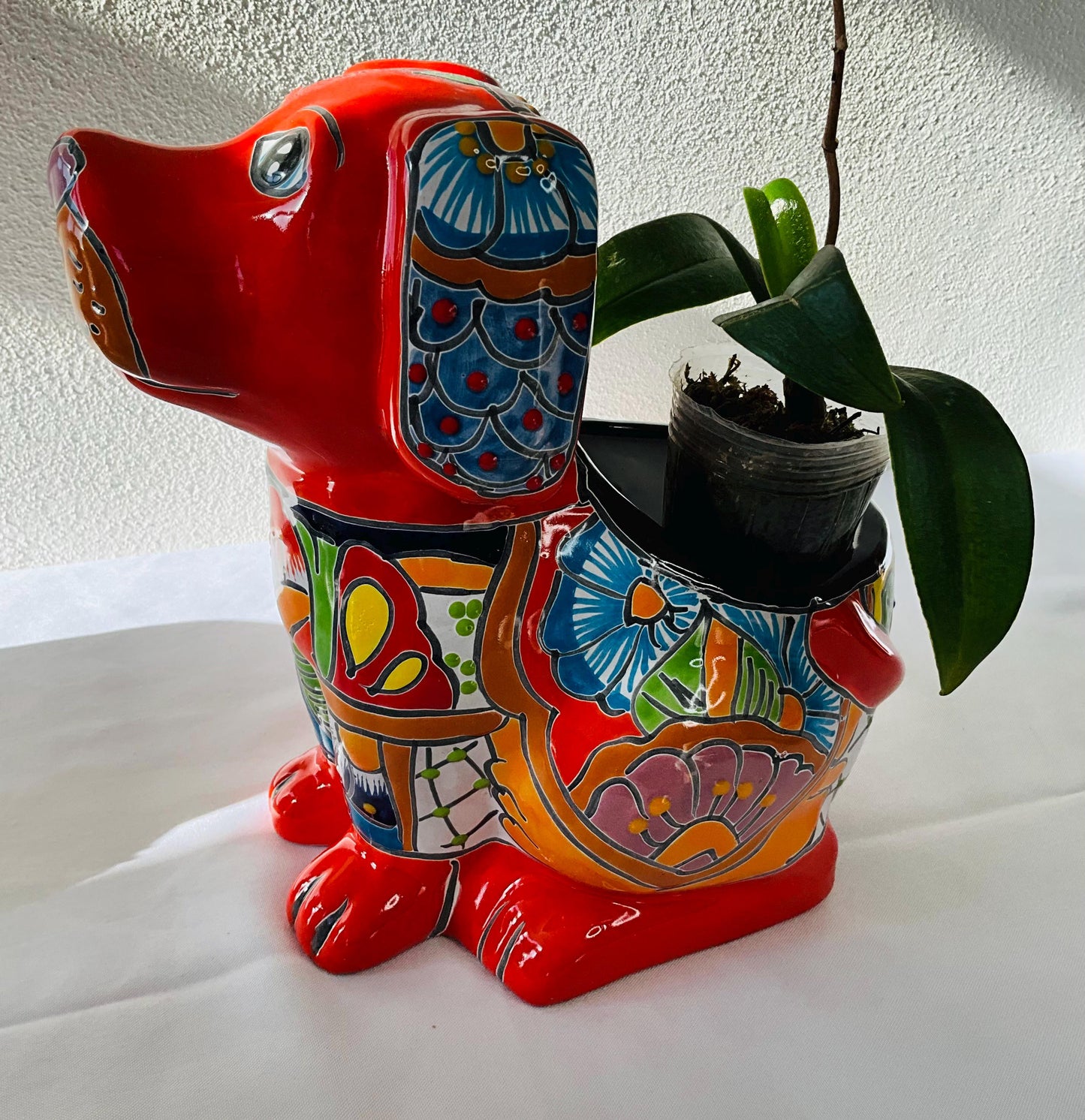 Talavera Dog Pot: Hand-Painted Mexican Planter