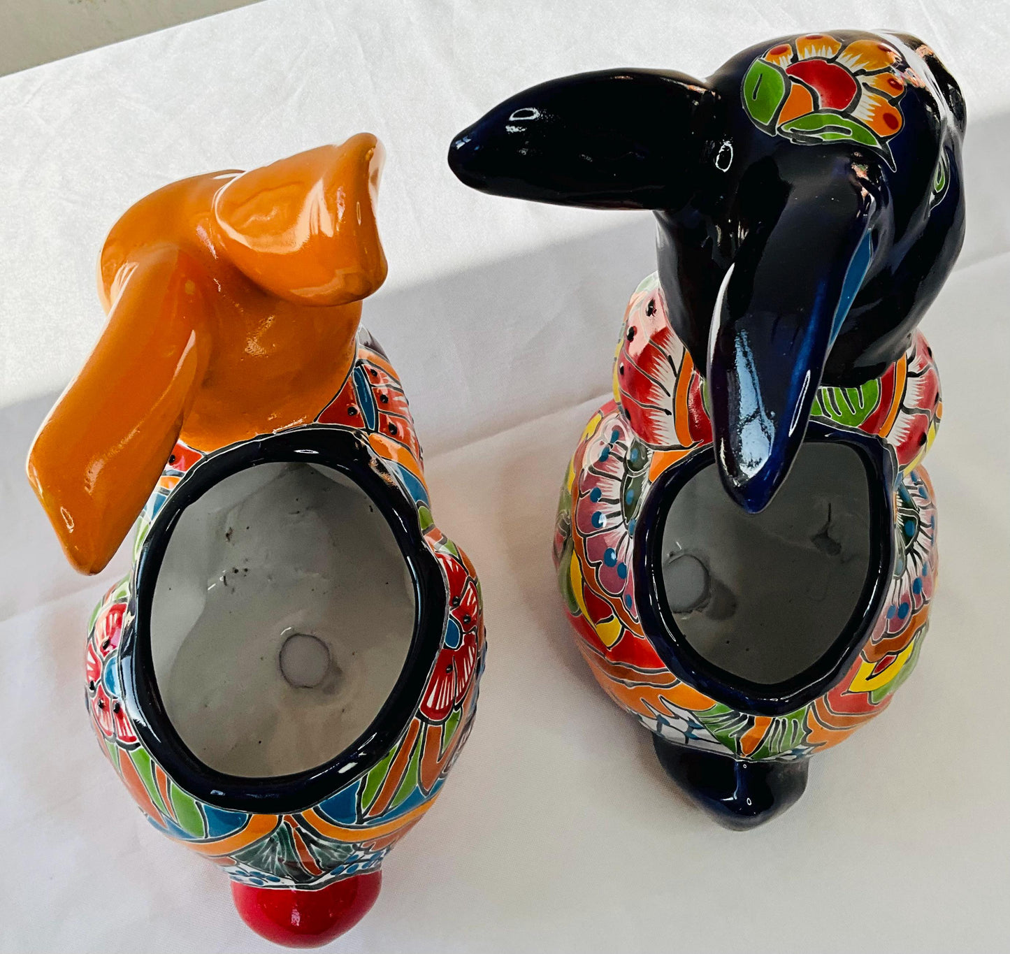 Hand-Painted Talavera Rabbit Pot - Mexican Folk Art Planter