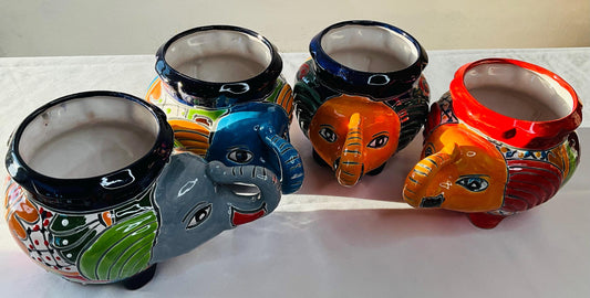 Talavera Elephant Pot: Decorative Indoor Outdoor Planter