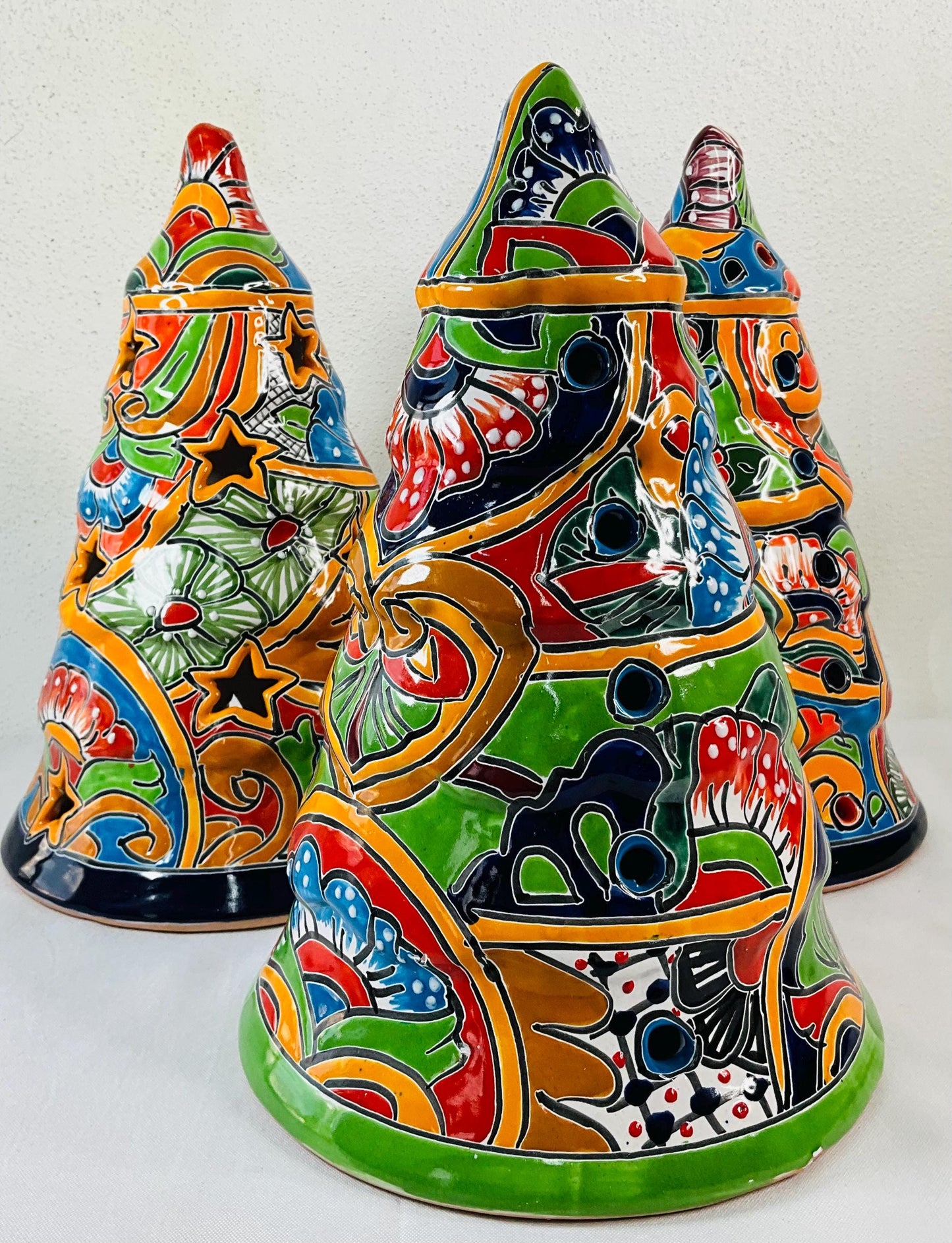 Hand-Painted Talavera Pine: Mexican Folk Art Decor