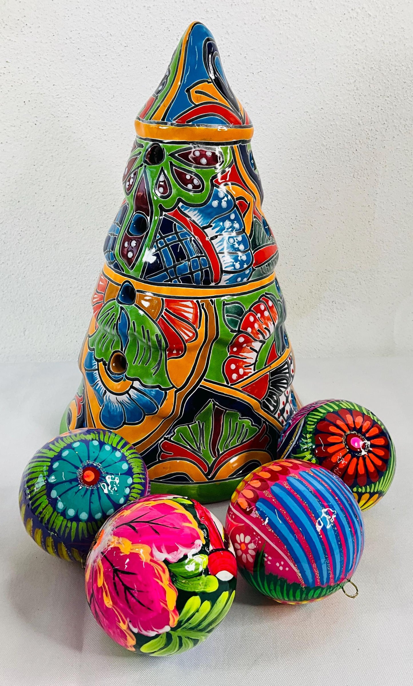 Hand-Painted Talavera Pine: Mexican Folk Art Decor