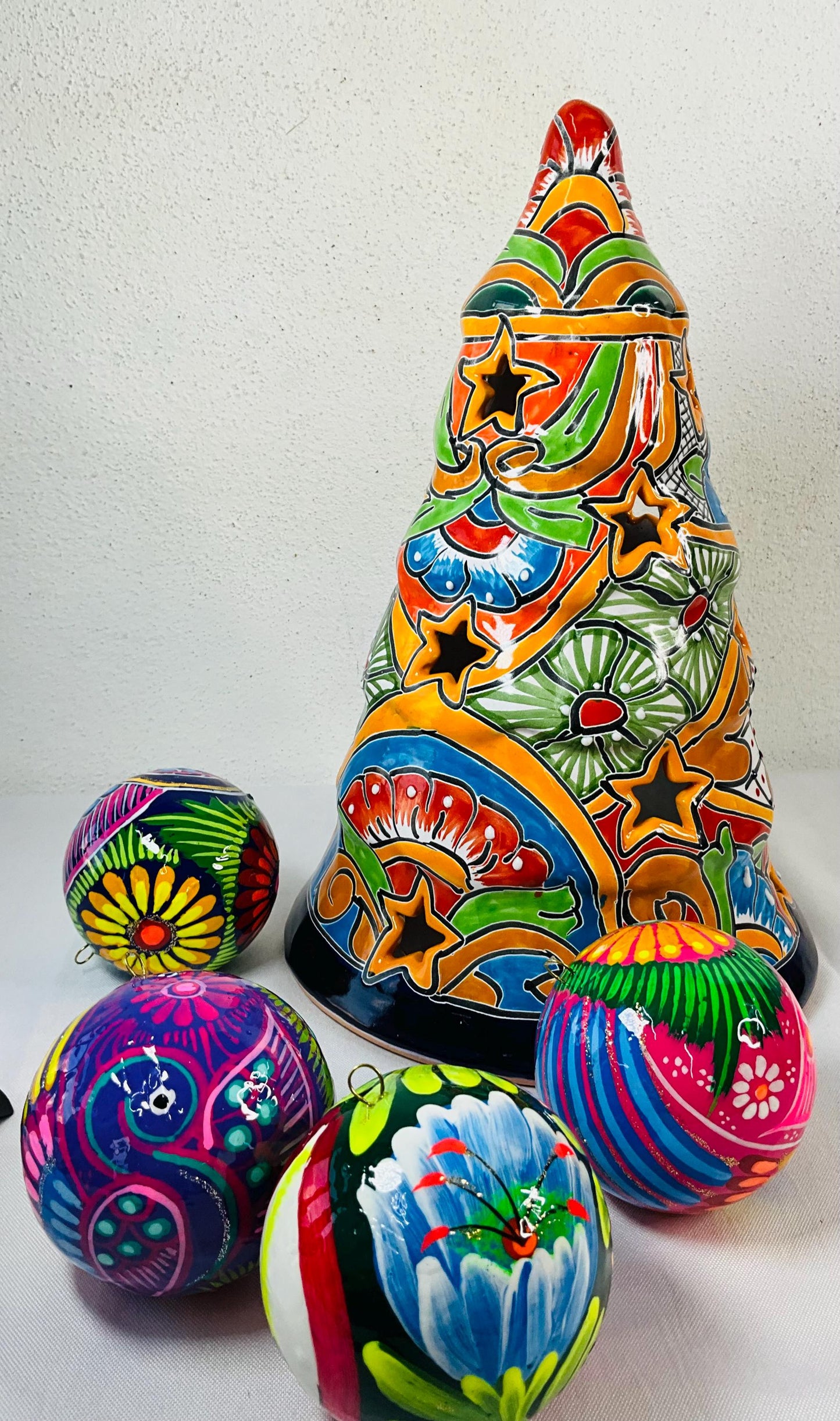 Hand-Painted Talavera Pine: Mexican Folk Art Decor