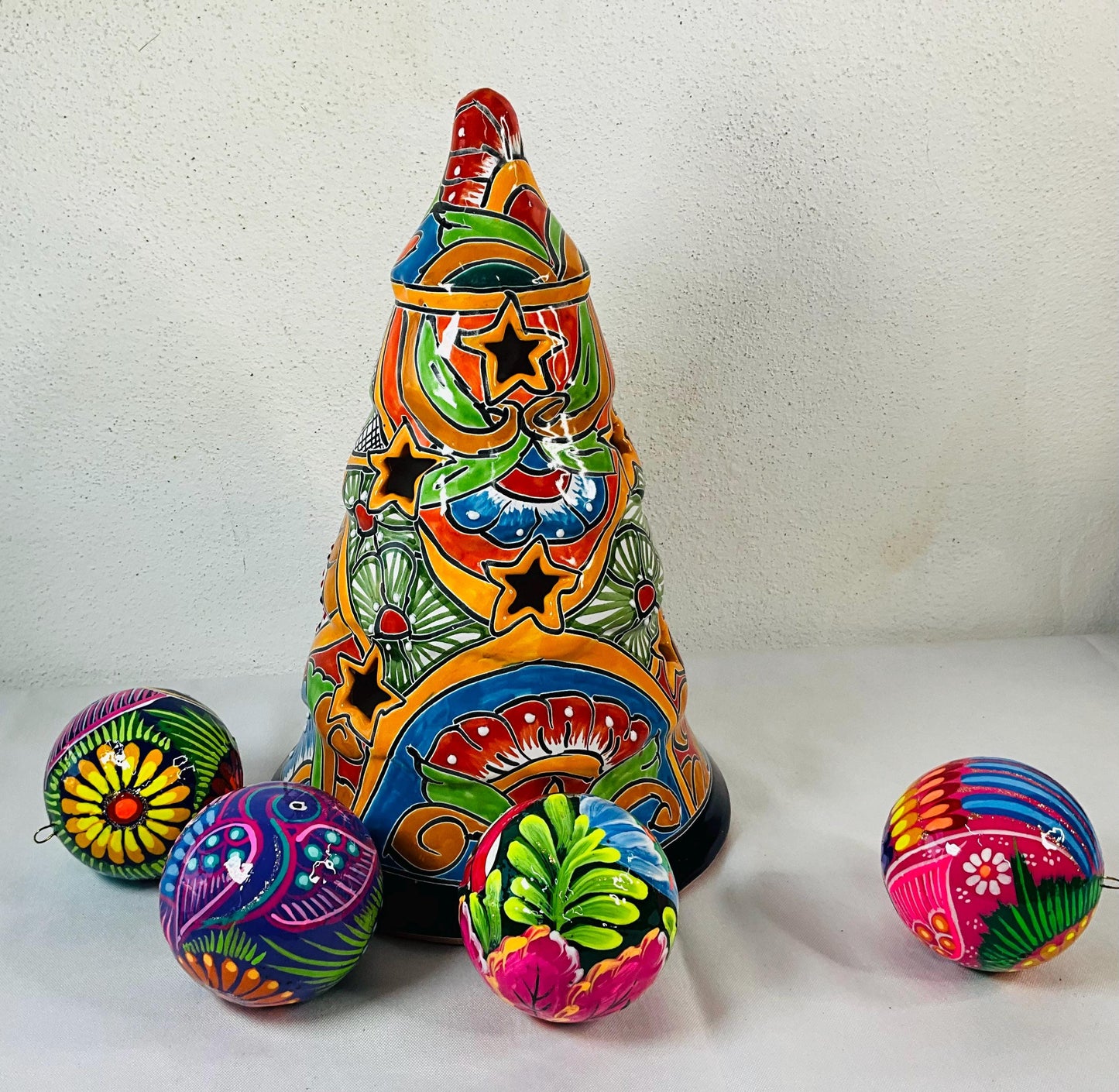 Hand-Painted Talavera Pine: Mexican Folk Art Decor