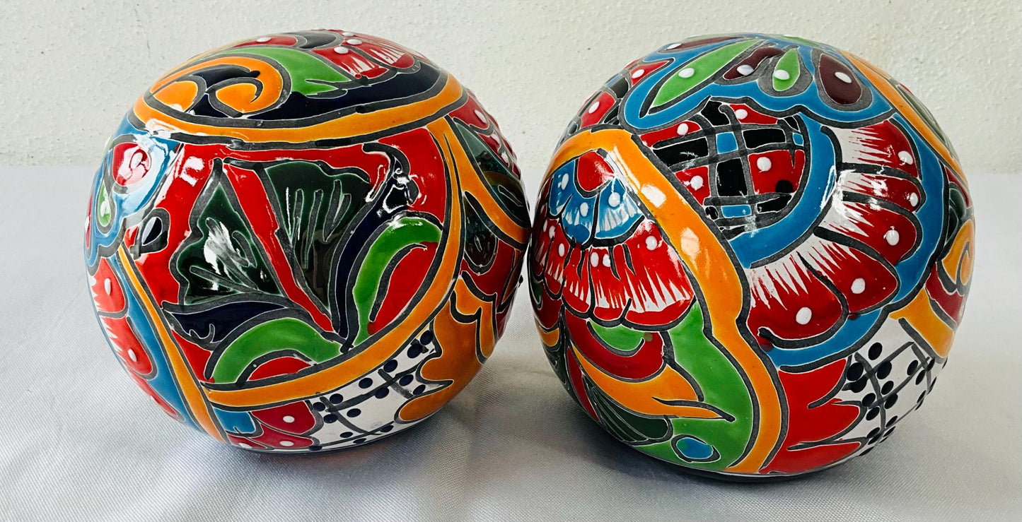 Hand-Painted Talavera  small spheres: Mexican Folk Art Decor