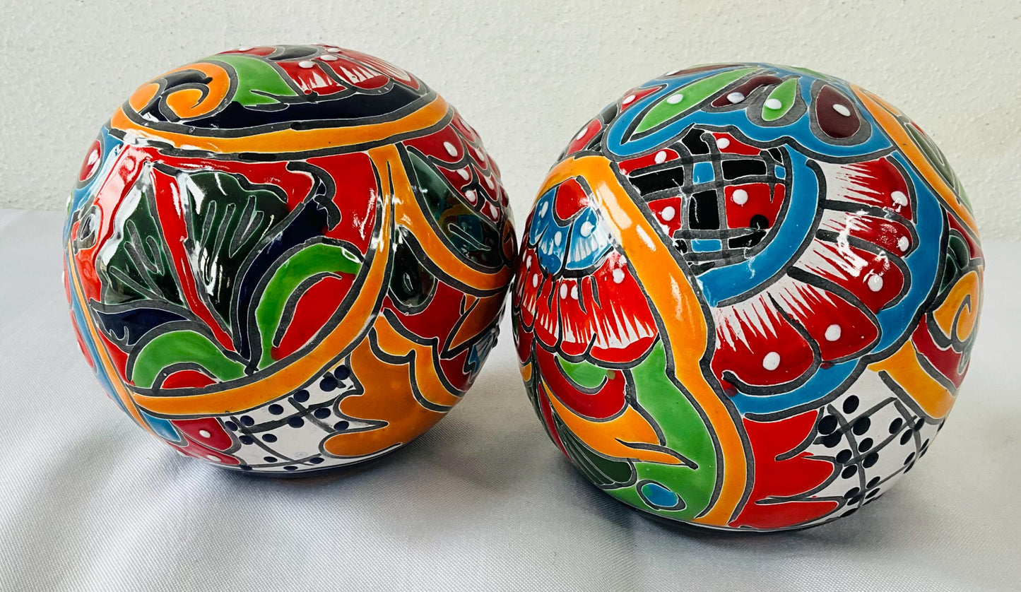 Hand-Painted Talavera  small spheres: Mexican Folk Art Decor